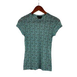 The Limited Womens M Teal Paisley Short Sleeve